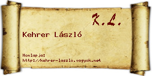 Kehrer László névjegykártya