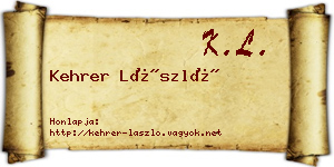 Kehrer László névjegykártya